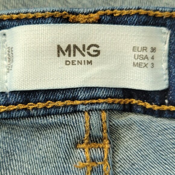 MNG Mango Boot Crop Jean with Frayed Raw Hem High Waist US Size 4 - Picture 4 of 9